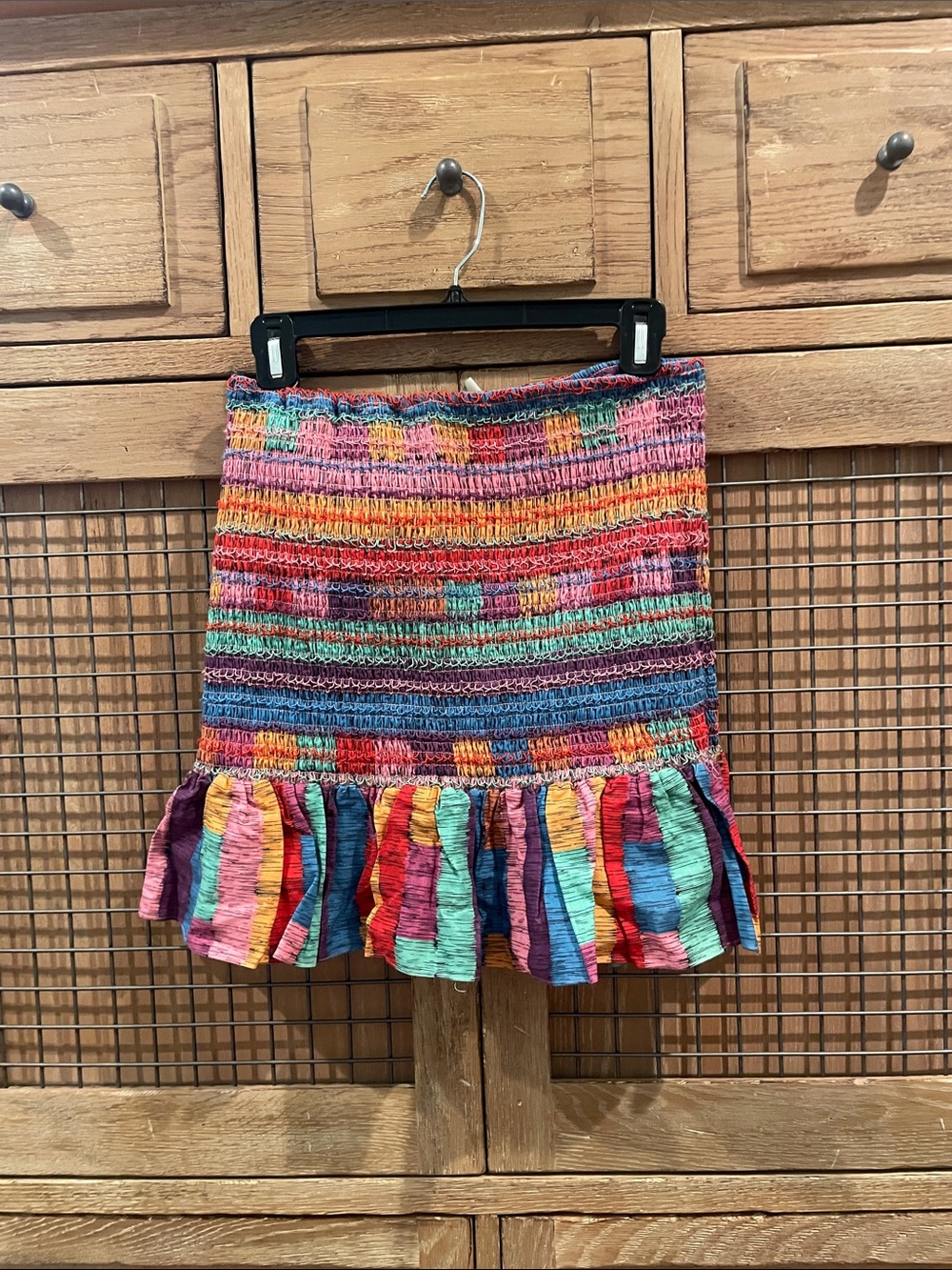 Farm Rio Multicolor Smocked Ruffle Hem Women's Skirt